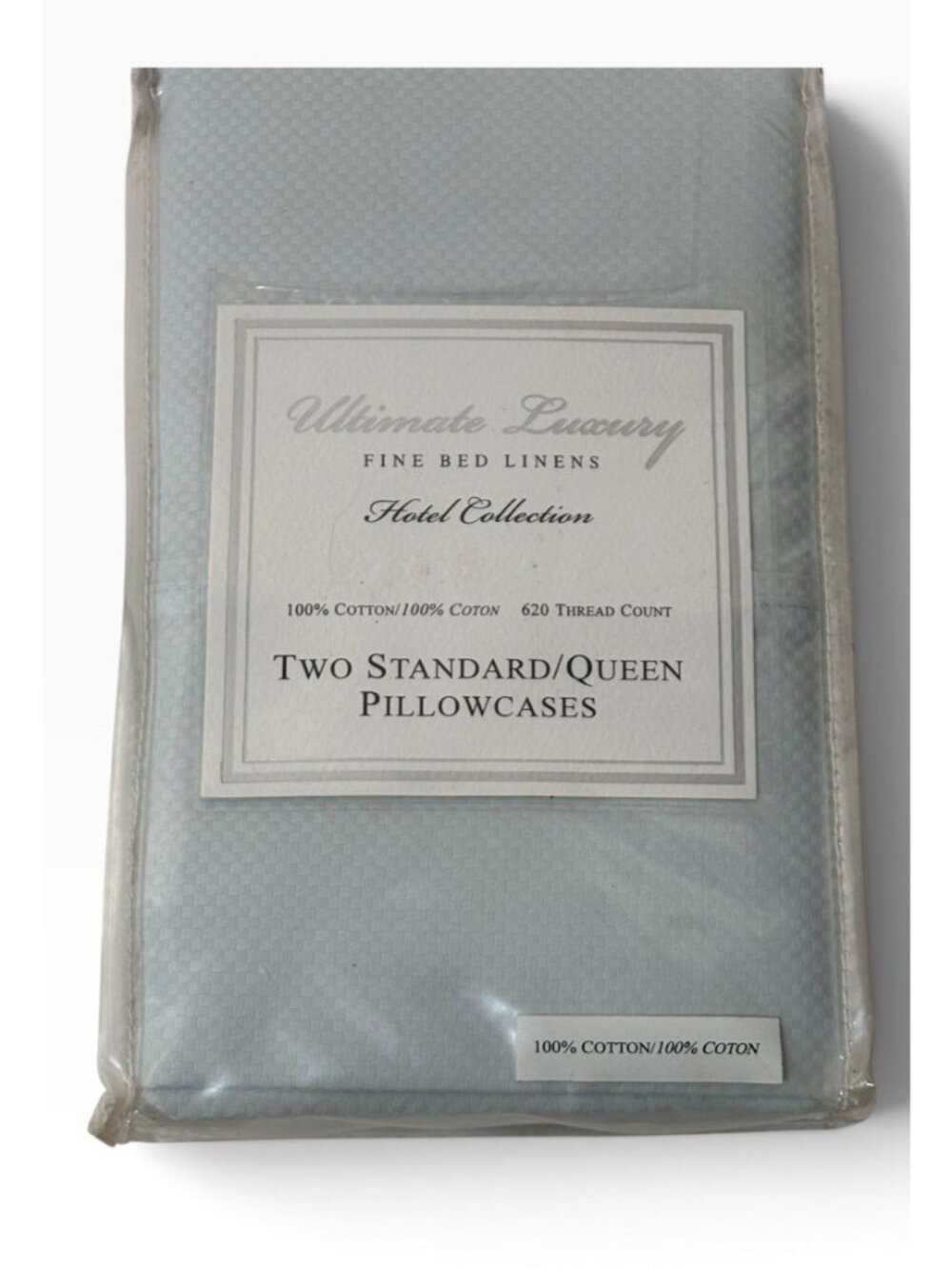 Hotel Collection Two Standard Pillowcases 21" x 32" Dobby Dot Light Blue NEW